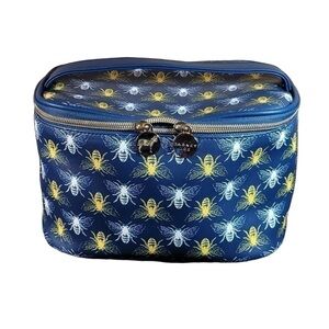Dabney Lee blue, yellow and white bee makeup bag in like new condition